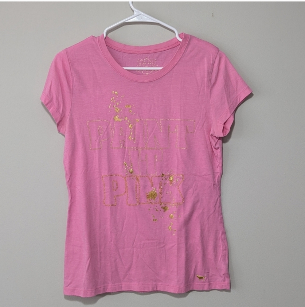 Y2K PINK Victoria's Secret Shirt Women's Large Gold Embroidery Baby Doll Laguna